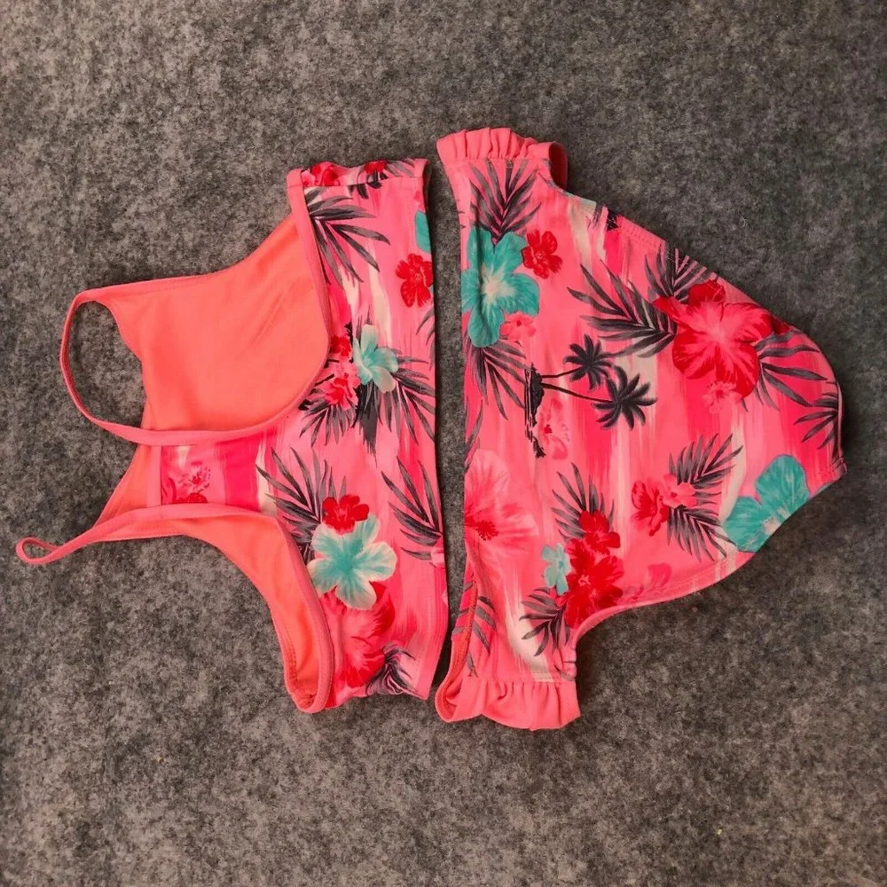 Zero Xposur Bikini Set 14 Girls Sports Bra Bralette Hipster Full Coverage Floral